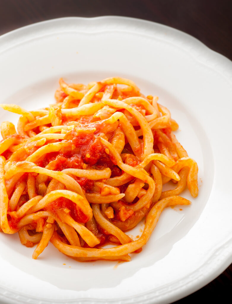 トマトソースパスタ手打ち面
